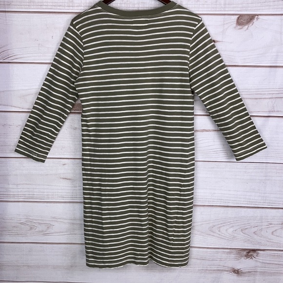 Current/Elliott The 3/4 Sleeve Tee Dress in Army Green Stripe - Size 3 - Picture 4 of 11